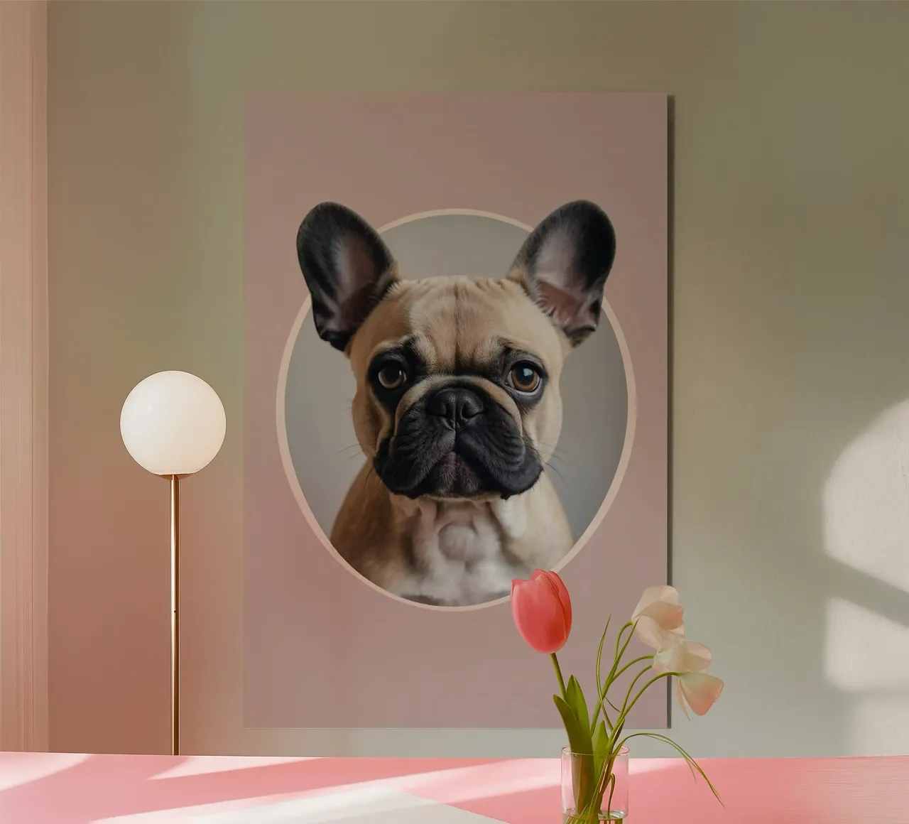 Cucciolo di Bulldog francese in un elegante cerchio | Work 6 | Limited pannello forex da Paws & Portraits