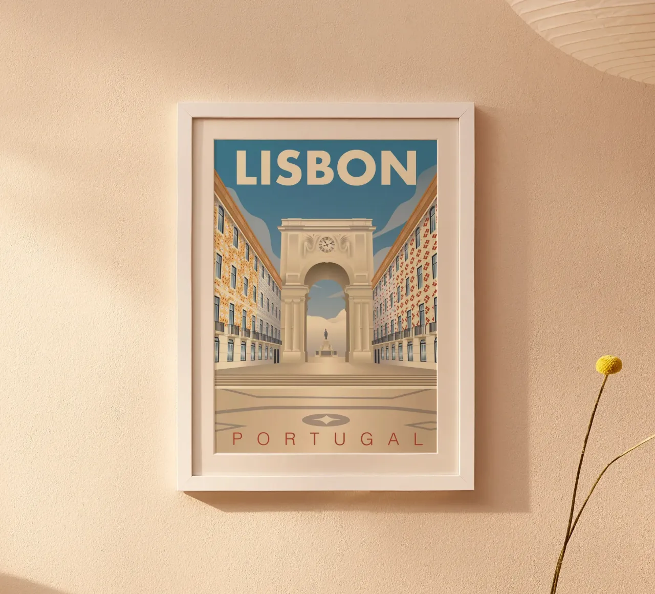 Scena stradale di Lisbona Augusta poster da Charnwood Prints