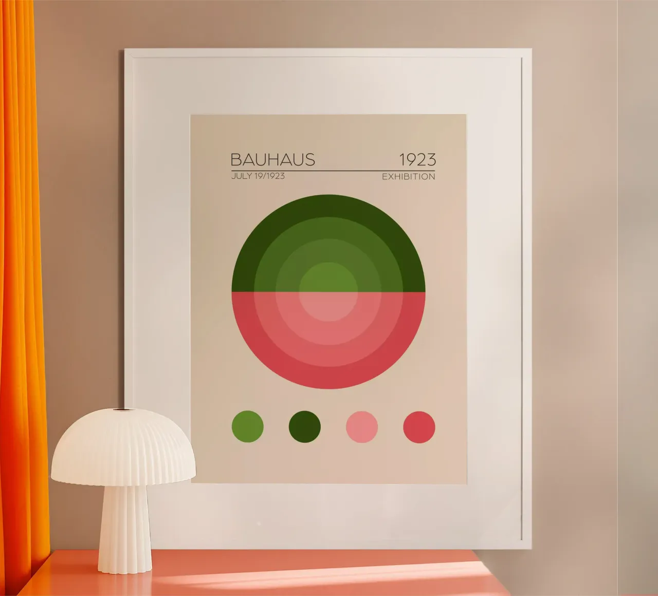 Bauhaus Yesil Daire poster con telaio in legno da Emel Tunaboylu