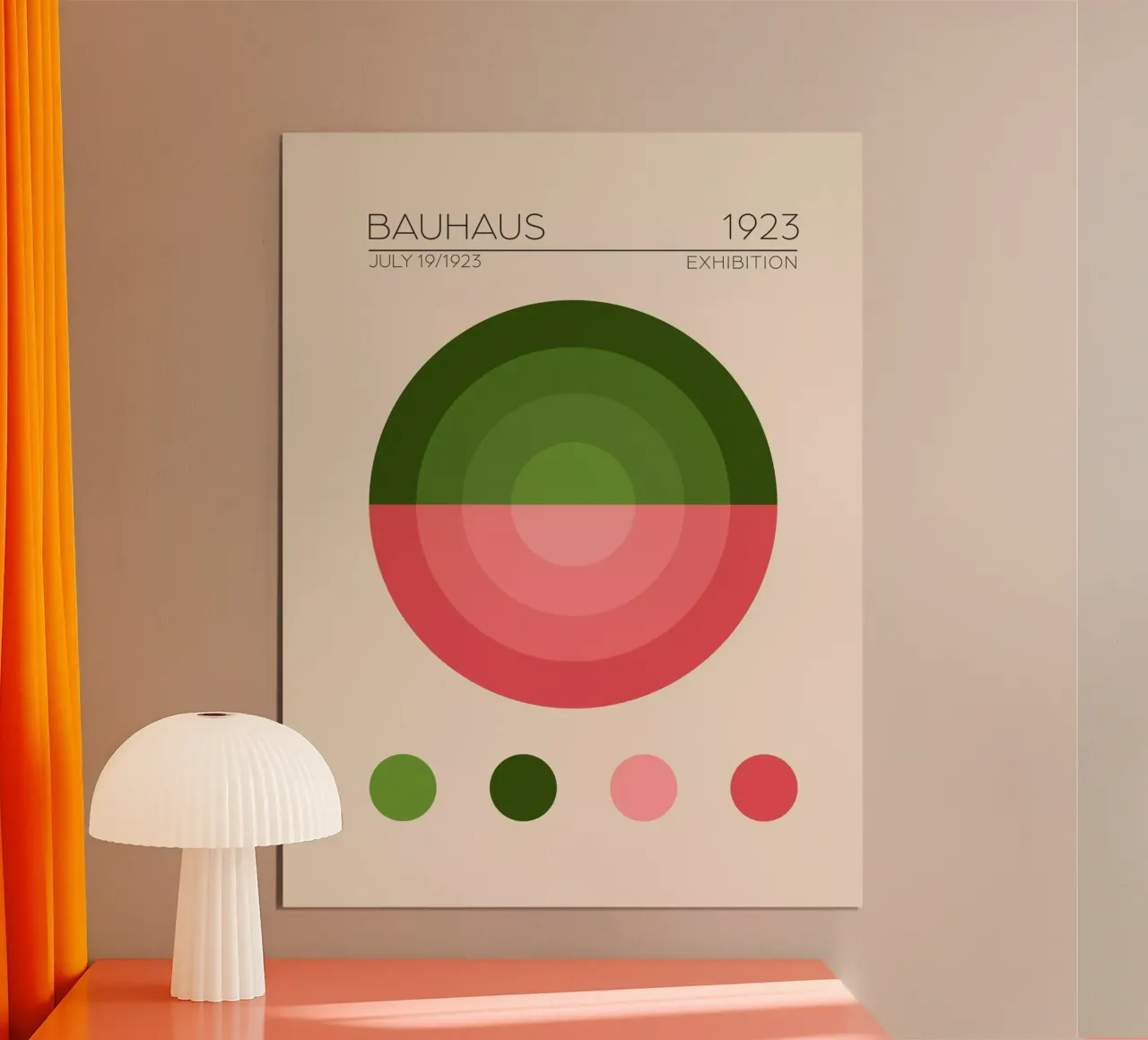 Bauhaus Yesil Daire poster con telaio in legno da Emel Tunaboylu