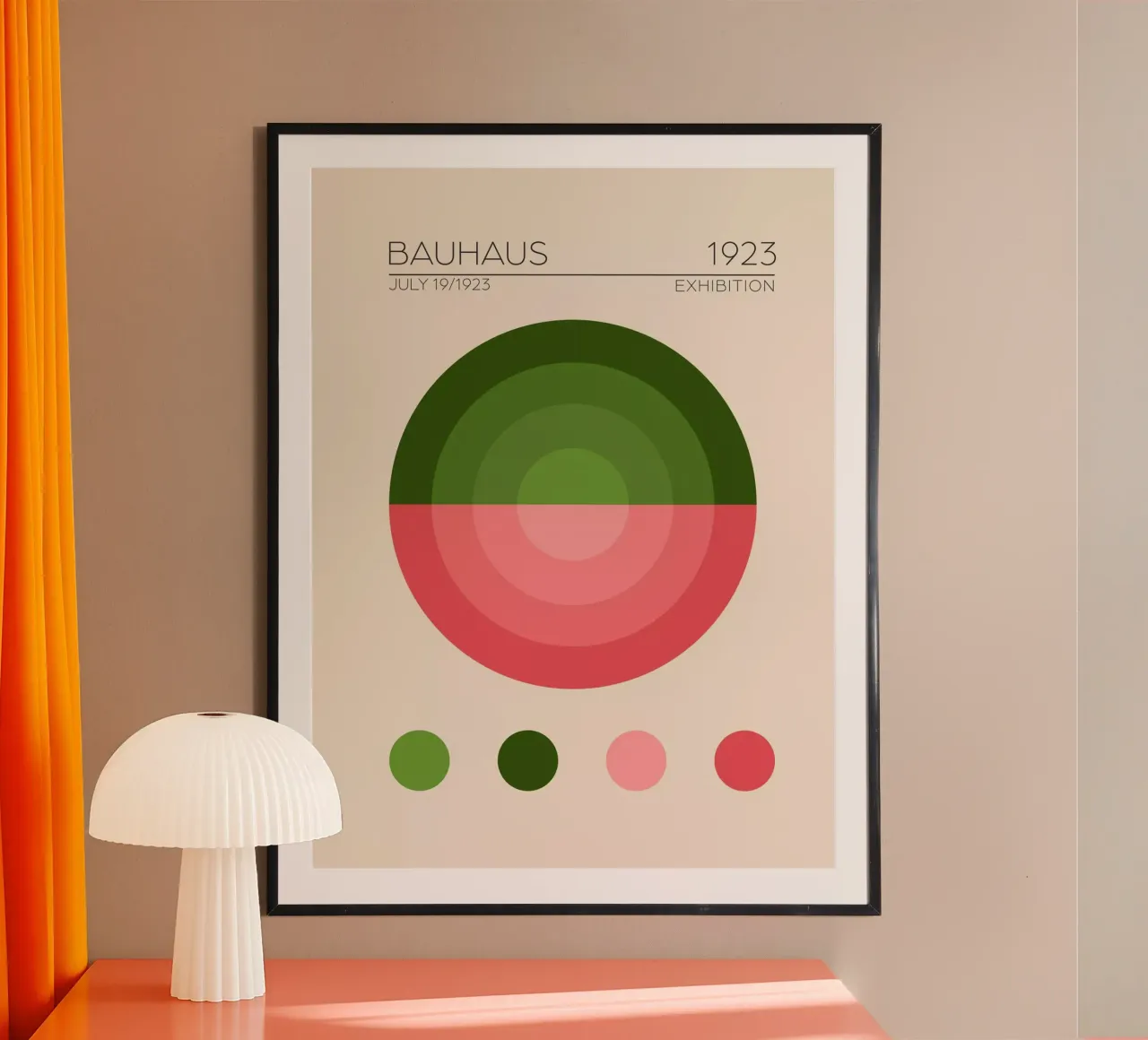 Bauhaus Yesil Daire poster con telaio in legno da Emel Tunaboylu