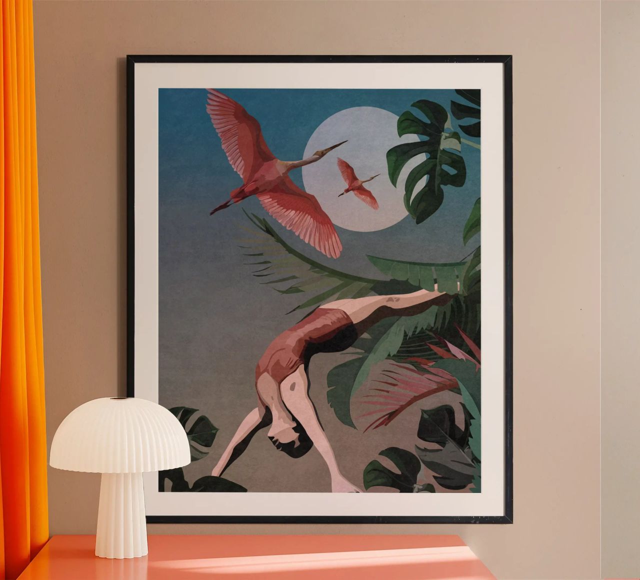 Une femme faisant un backbend dans la jungle poster de Emel Tunaboylu