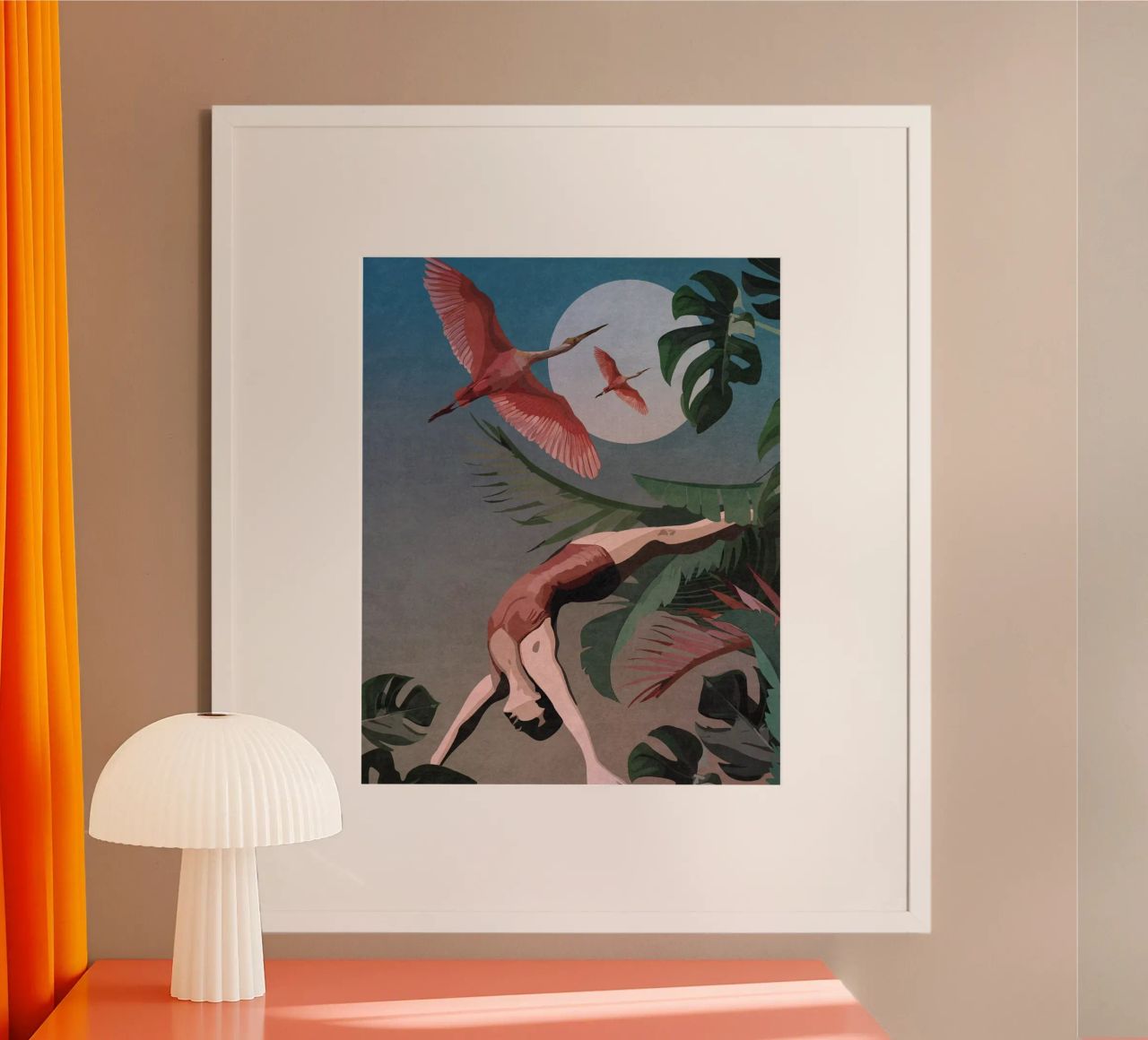 Une femme faisant un backbend dans la jungle poster de Emel Tunaboylu