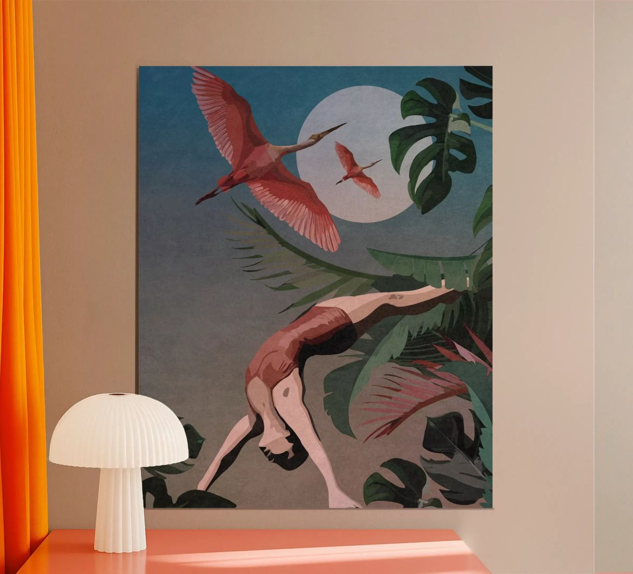 Une femme faisant un backbend dans la jungle poster de Emel Tunaboylu