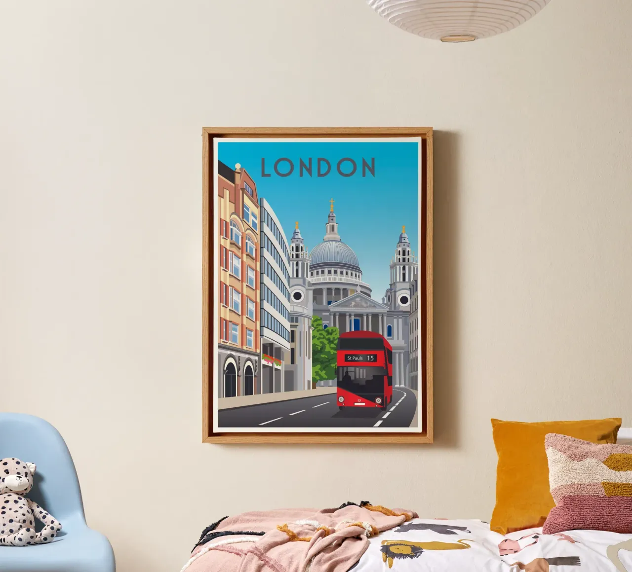 Scena della cattedrale di St Paul a Londra tela con Cornice a cassetta da Charnwood Prints