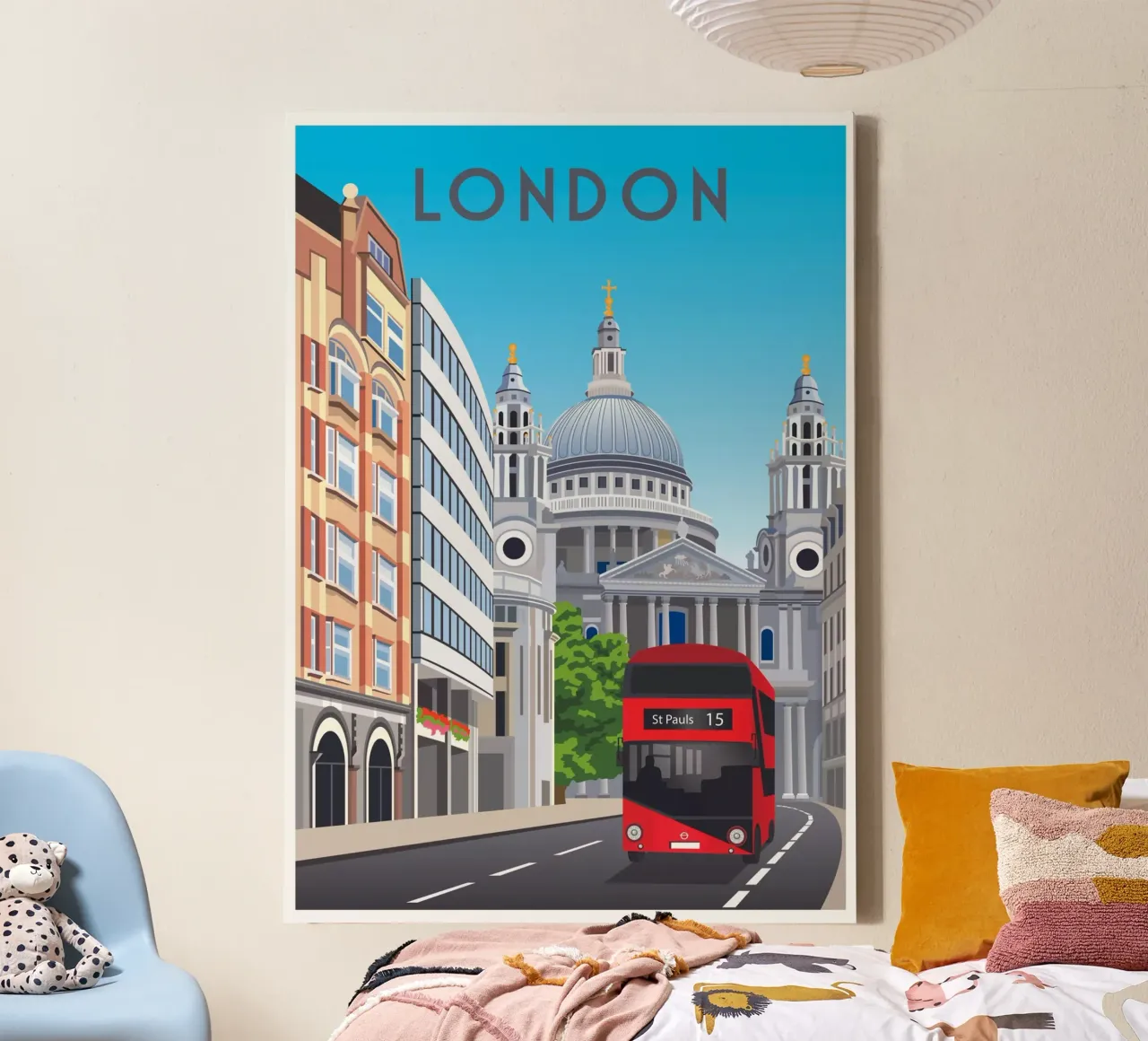 Scena della cattedrale di St Paul a Londra tela con Cornice a cassetta da Charnwood Prints