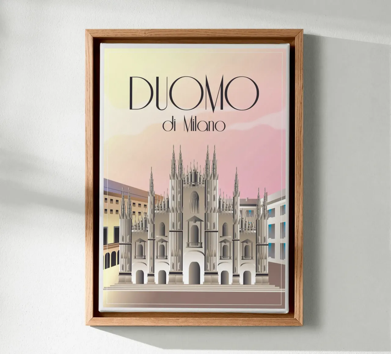 Milan Duomo Scene tela con Cornice a cassetta da Charnwood Prints