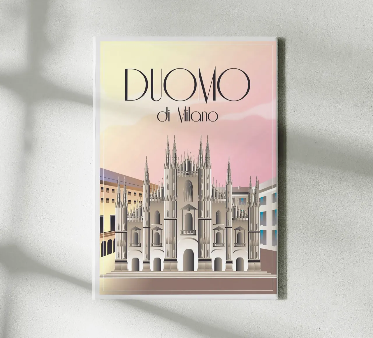 Milan Duomo Scene tela con Cornice a cassetta da Charnwood Prints