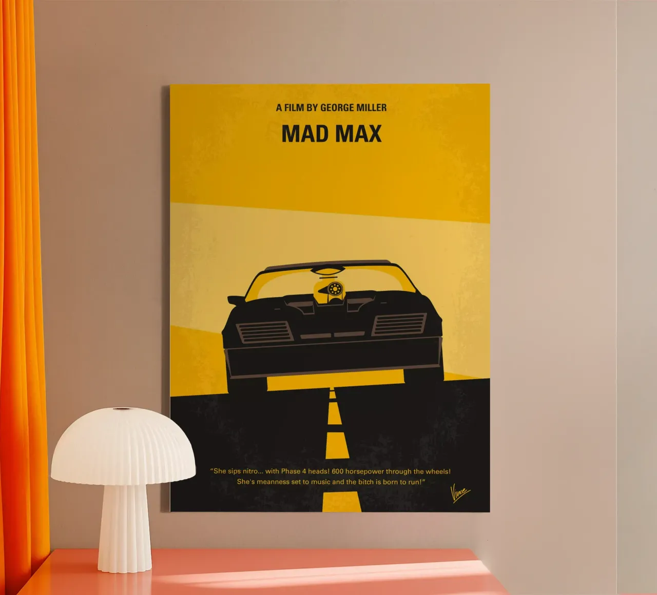 No051 My Mad Max 1 minimal movie poster tela con Cornice a cassetta da Chungkong