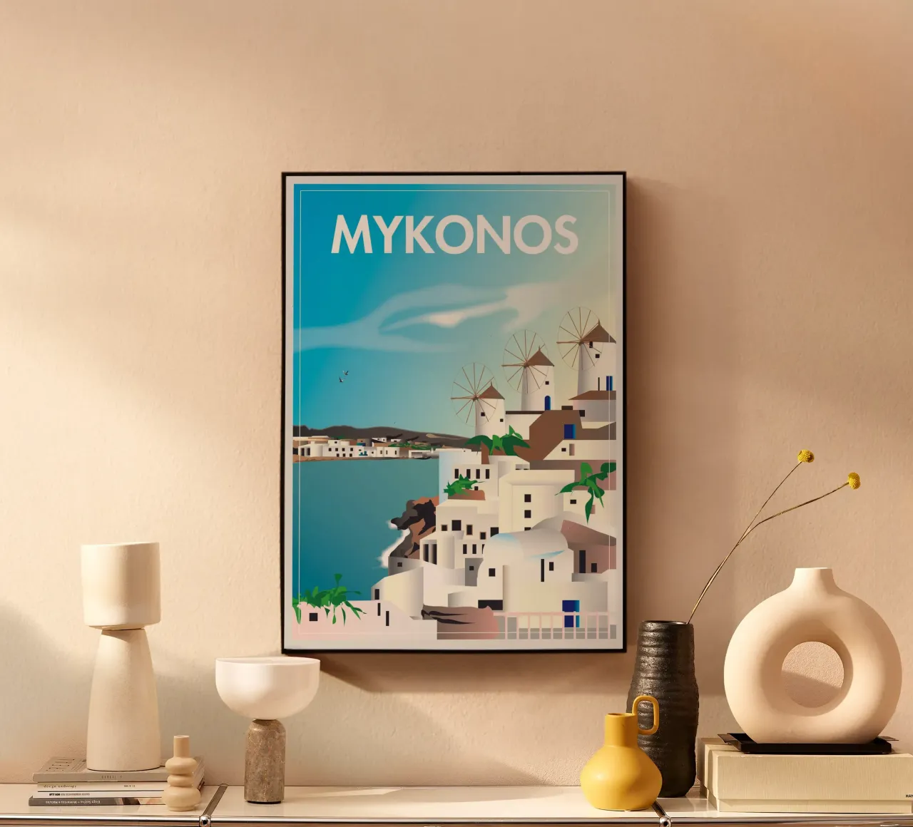 Scena di Mykonos alluminio dibond da Charnwood Prints