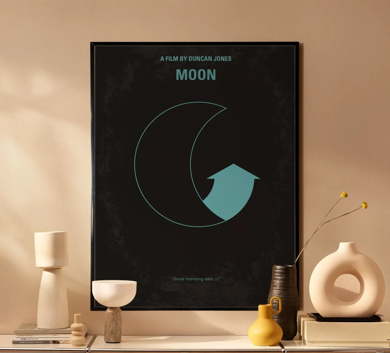 No053 My Moon 2009 minimal movie poster poster con telaio in alluminio da Chungkong