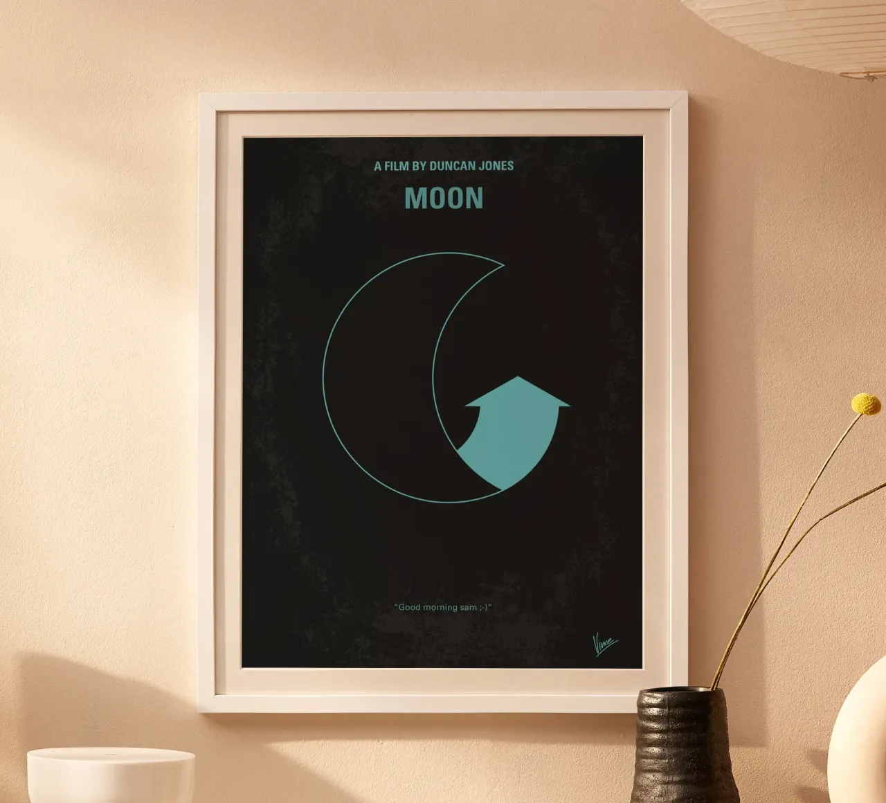No053 My Moon 2009 minimal movie poster poster con telaio in alluminio da Chungkong