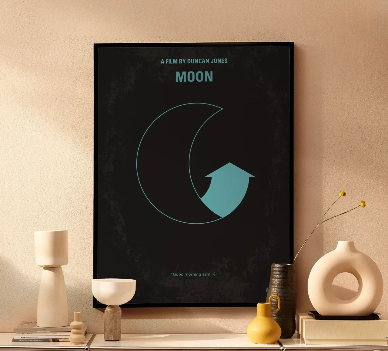 No053 My Moon 2009 minimal movie poster poster con telaio in alluminio da Chungkong