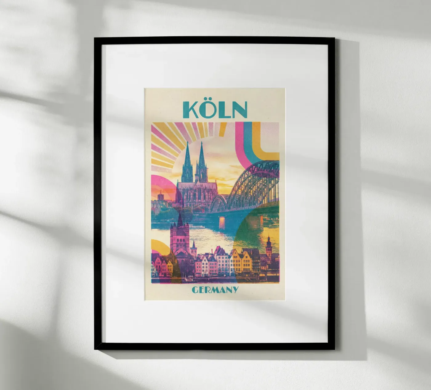 Fantastic Cologne poster – colourful riso print retro Poster von CityPoster