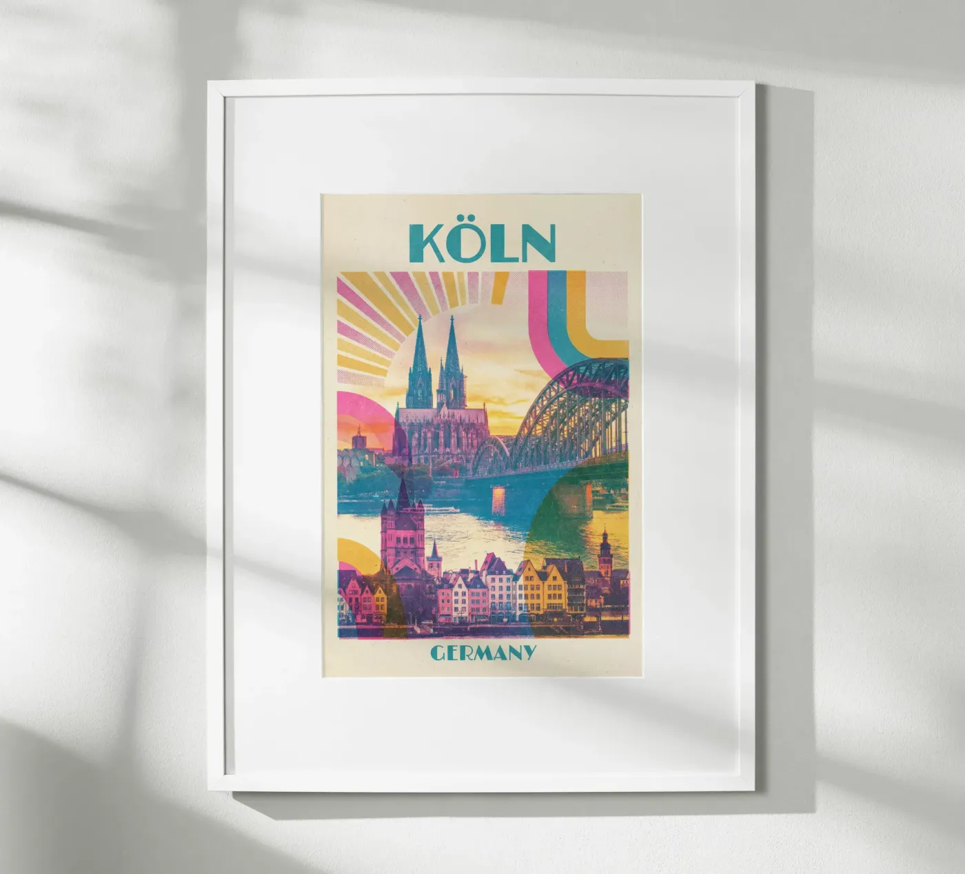 Fantastic Cologne poster – colourful riso print retro Poster von CityPoster