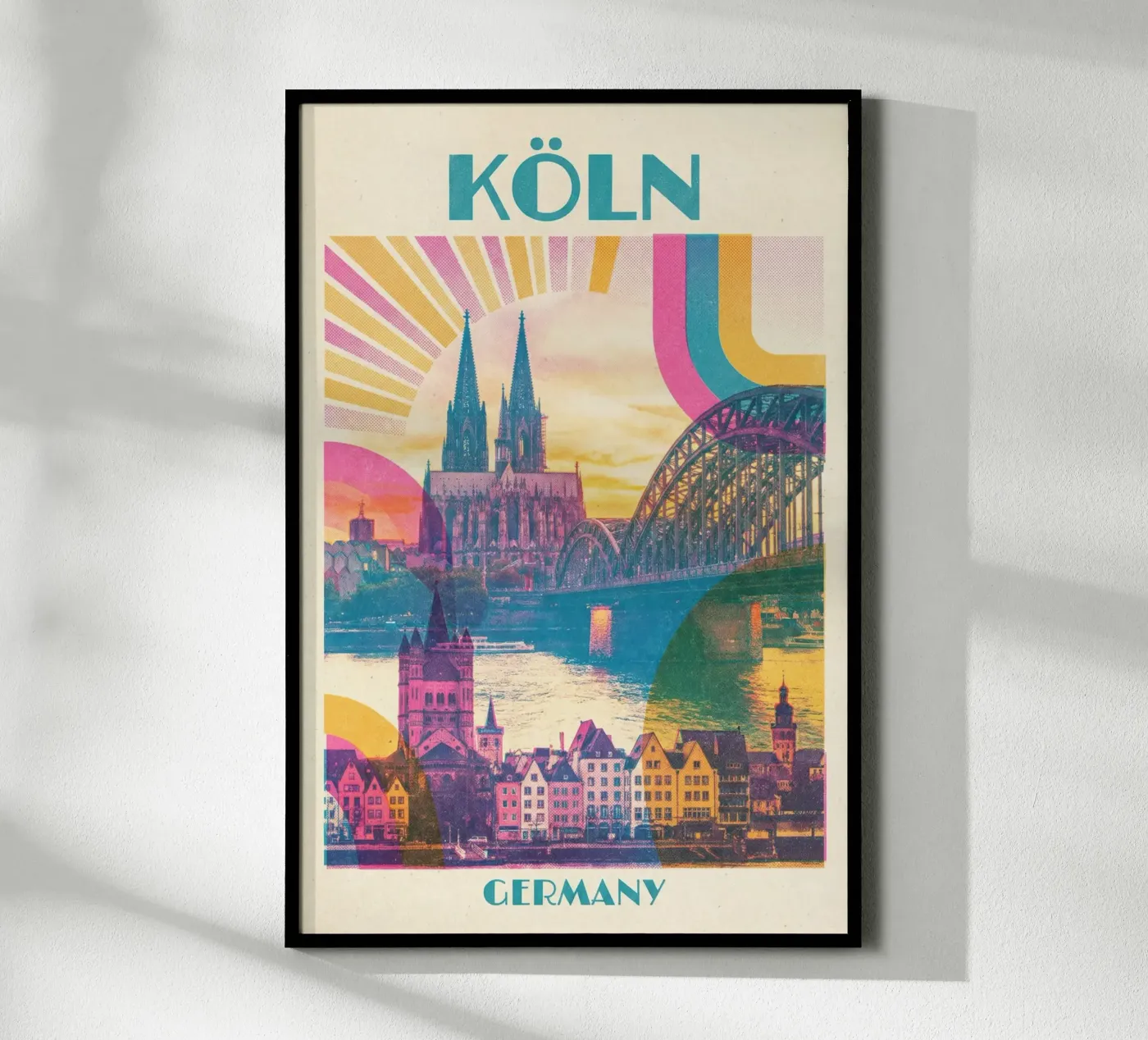 Fantastic Cologne poster – colourful riso print retro Poster von CityPoster