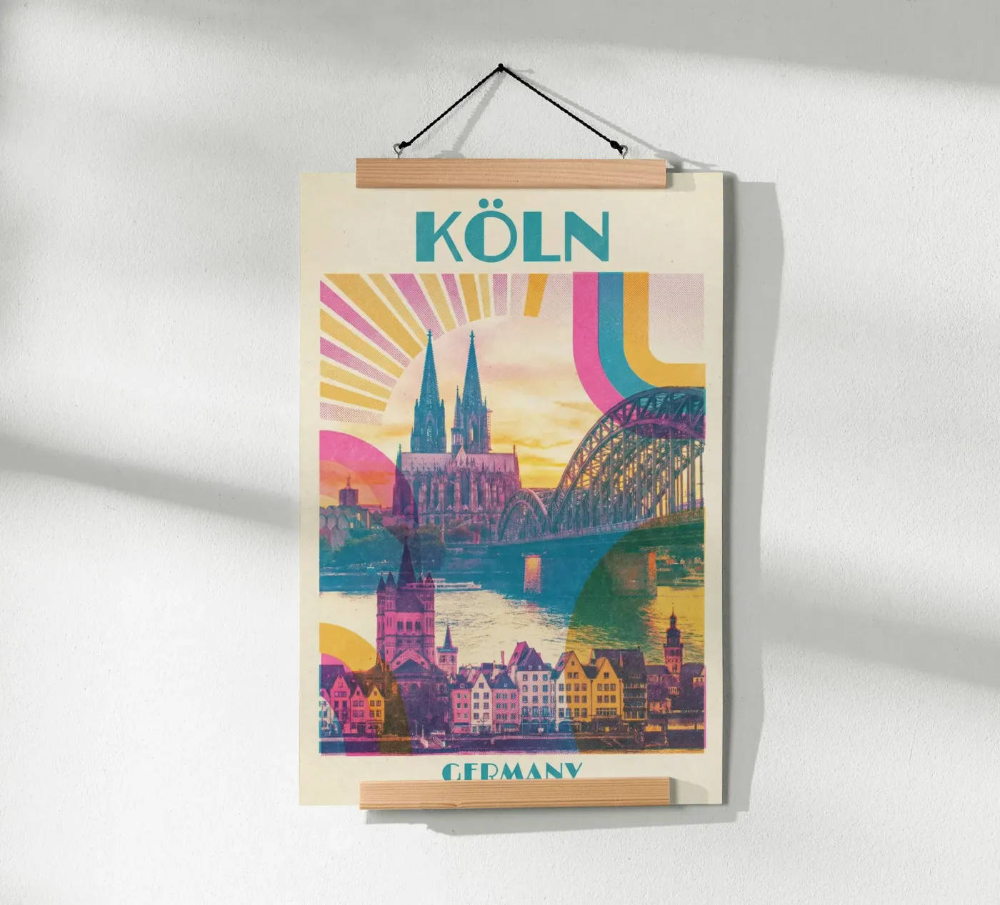 Fantastic Cologne poster – colourful riso print retro Poster von CityPoster