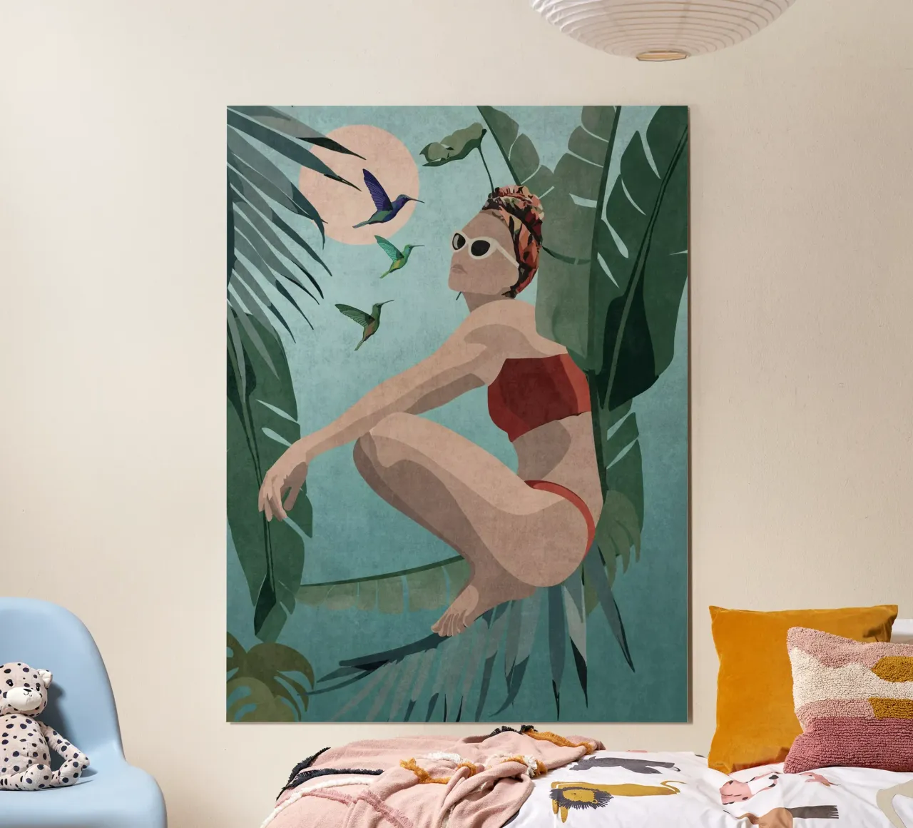 Blu tropicale poster con telaio in alluminio da Emel Tunaboylu