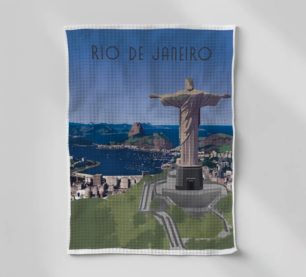 Rio de Janeiro Christus der Erlöser-Szene Geschirrtuch von Charnwood Prints
