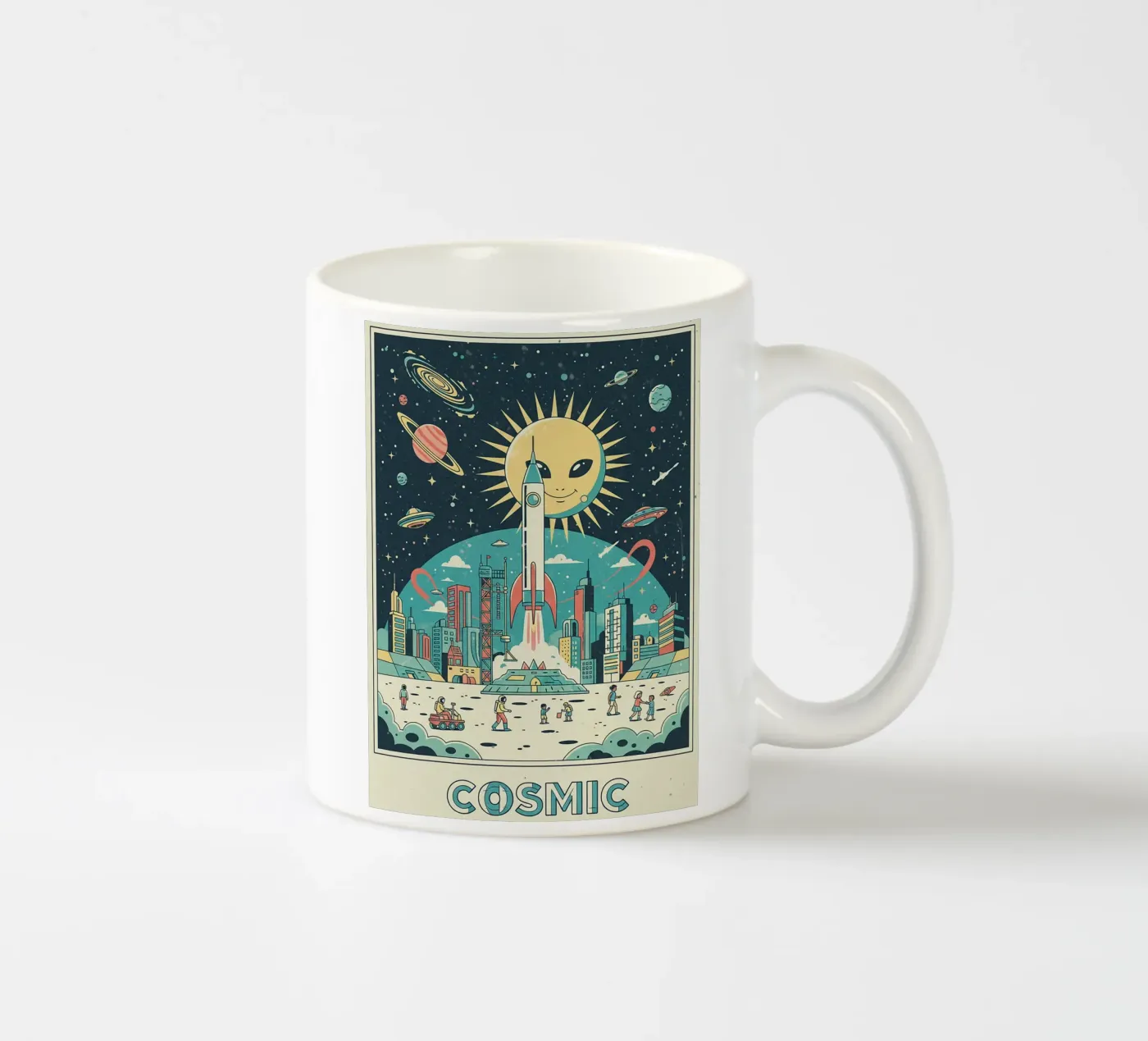 de ruimte keramische mok van The Little Animals Club