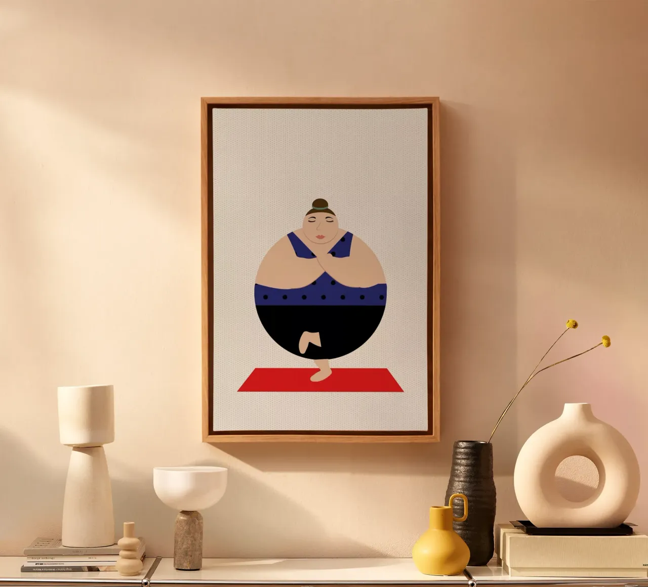 Yoginis Bright 3 canvas met Baklijst van Maria Kritzas