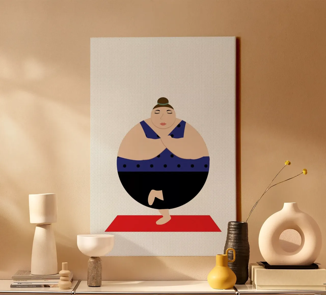 Yoginis Bright 3 canvas met Baklijst van Maria Kritzas