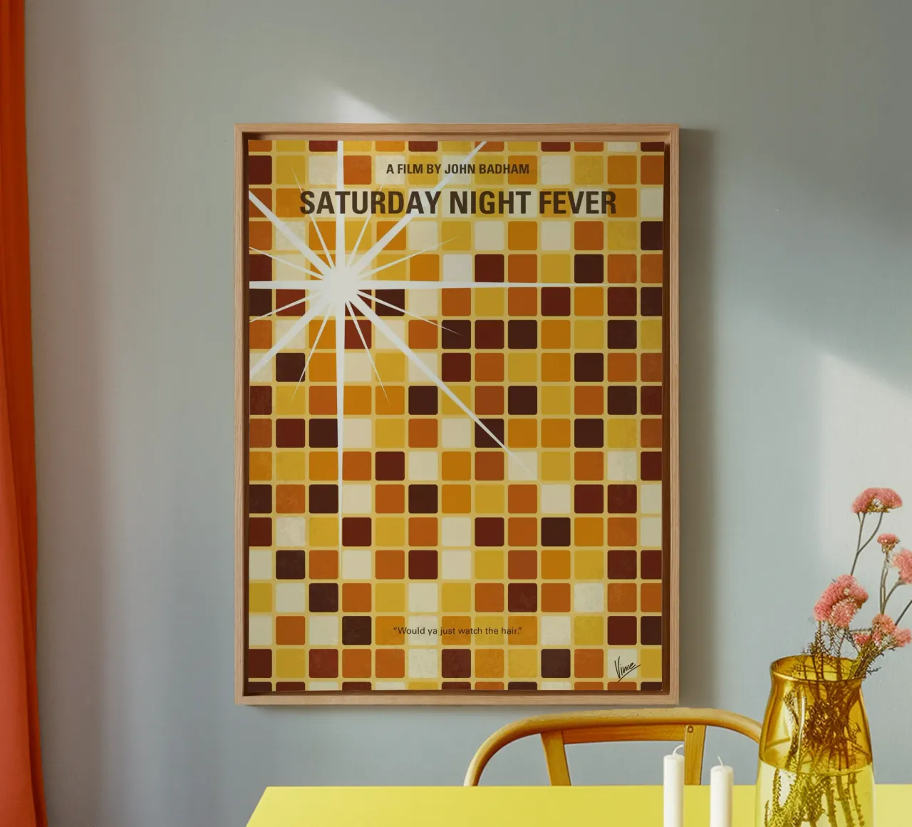 No074 My saturday night fever minimal movie poster tela con Cornice a cassetta da Chungkong