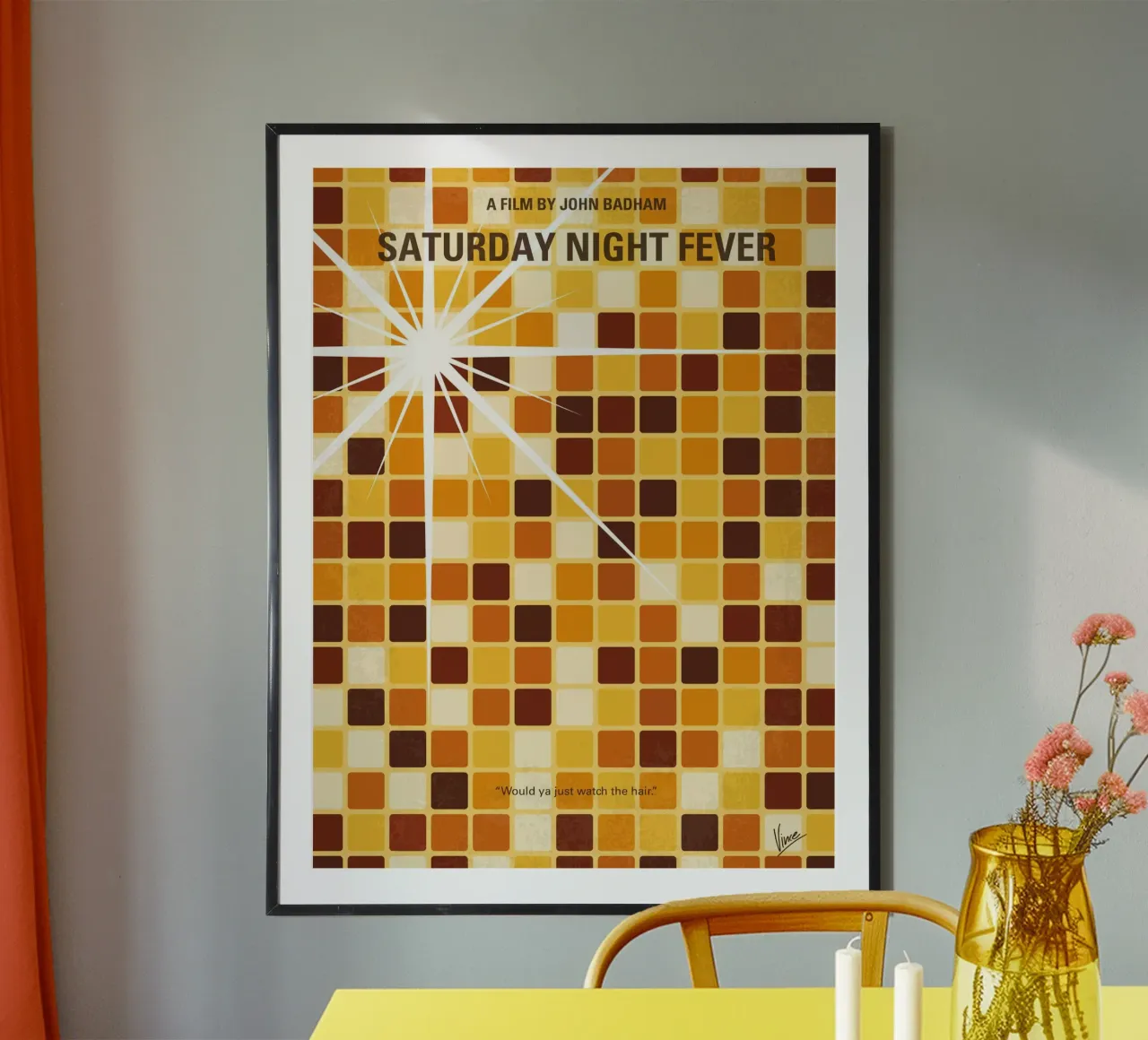 No074 My saturday night fever minimal movie poster poster con telaio in alluminio da Chungkong