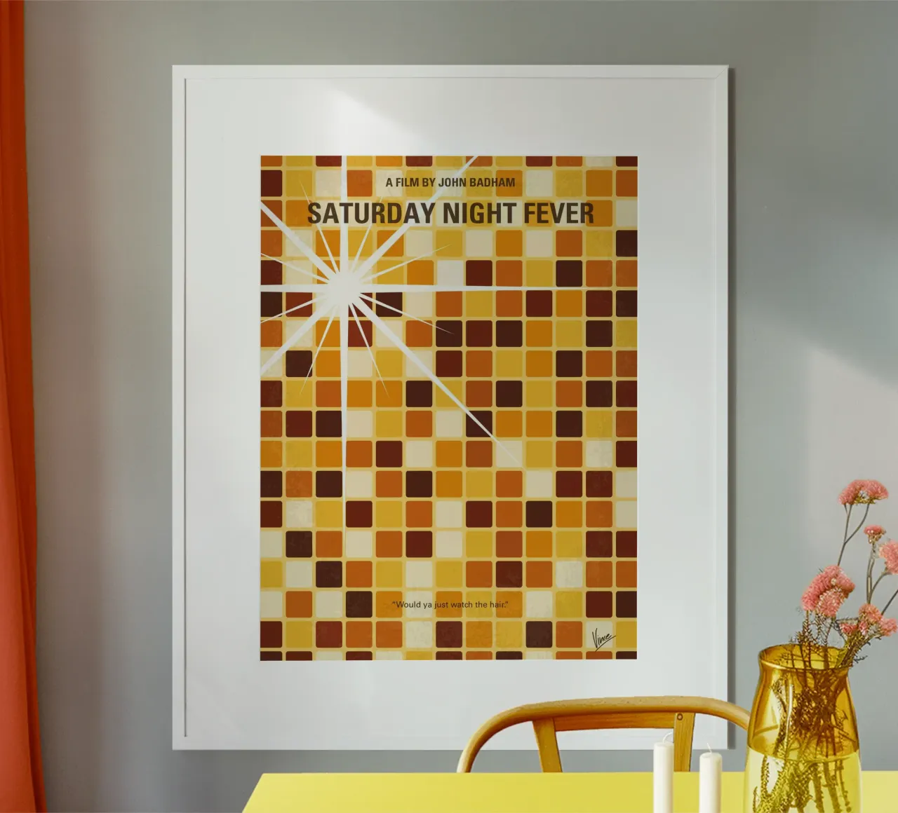 No074 My saturday night fever minimal movie poster poster con telaio in alluminio da Chungkong