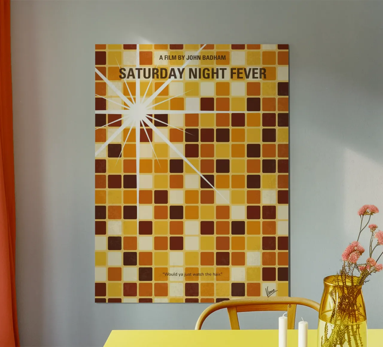 No074 My saturday night fever minimal movie poster poster con telaio in alluminio da Chungkong