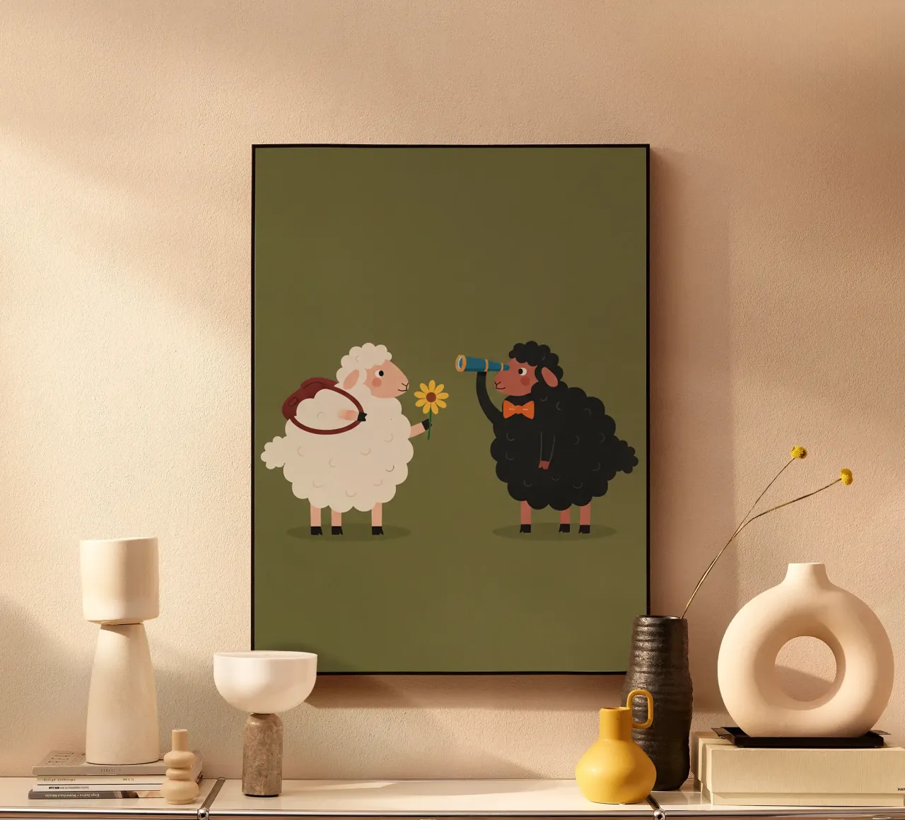 Wit schaap & zwart schaap acryl van The Little Animals Club