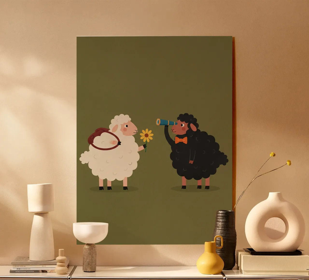 Wit schaap & zwart schaap acryl van The Little Animals Club