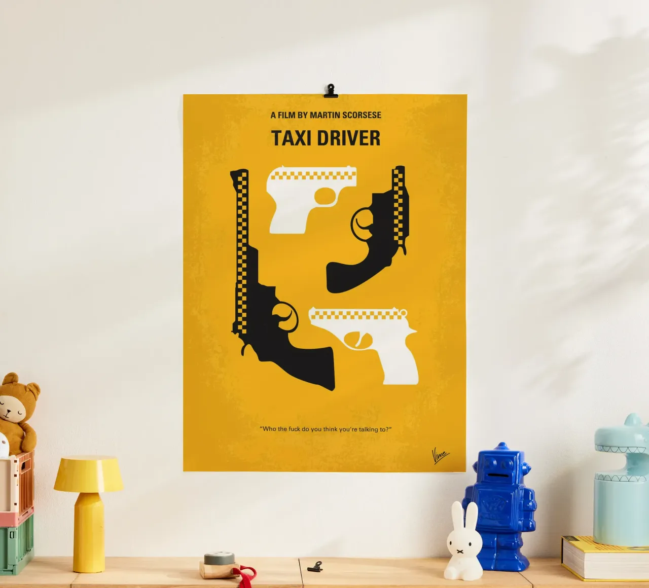 No087 My Taxi Driver minimal movie poster poster con telaio in plastica da Chungkong