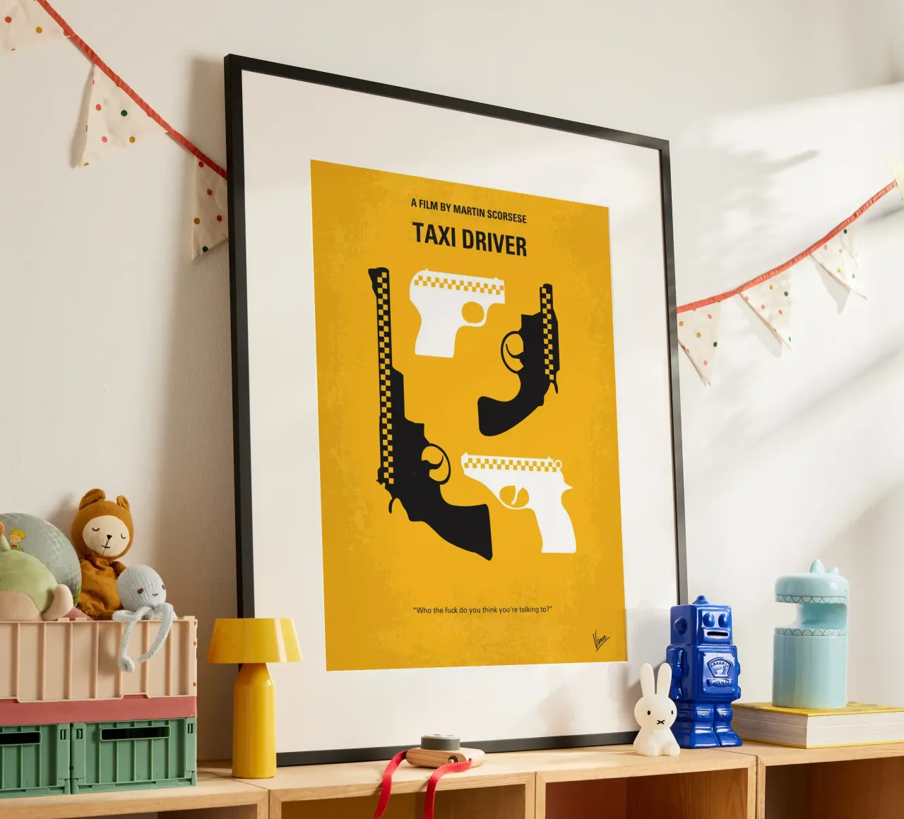No087 My Taxi Driver minimal movie poster poster con telaio in plastica da Chungkong