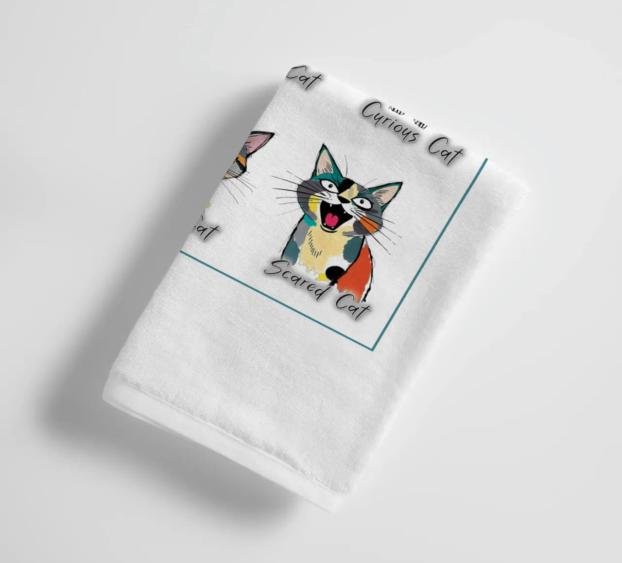 The Nine Faces of a Cat towel by xotiko