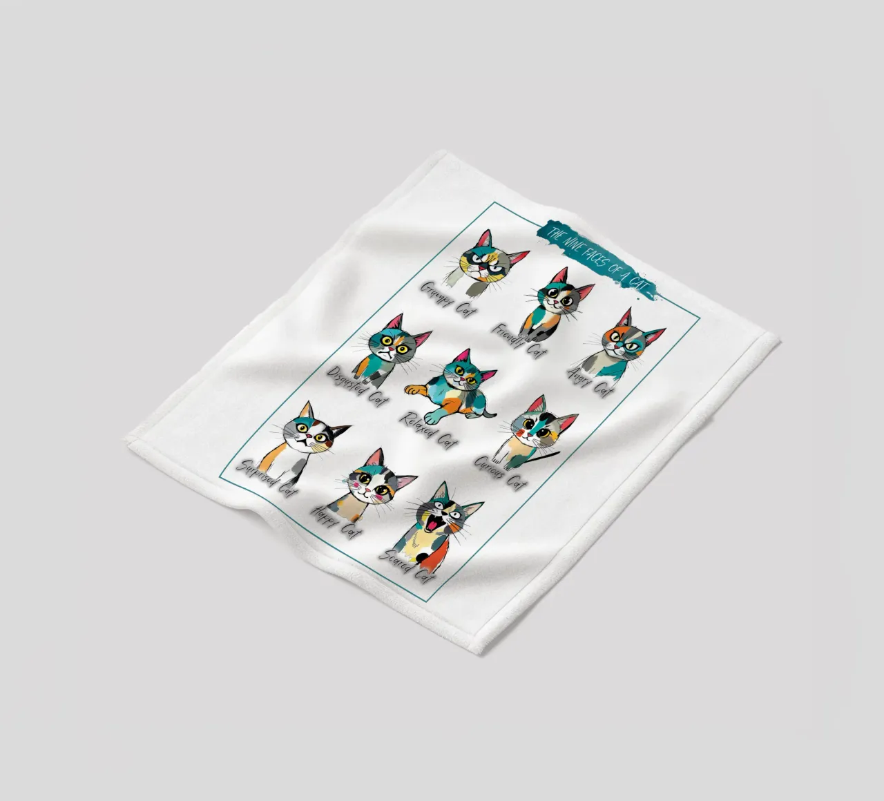 The Nine Faces of a Cat fleece blanket by xotiko