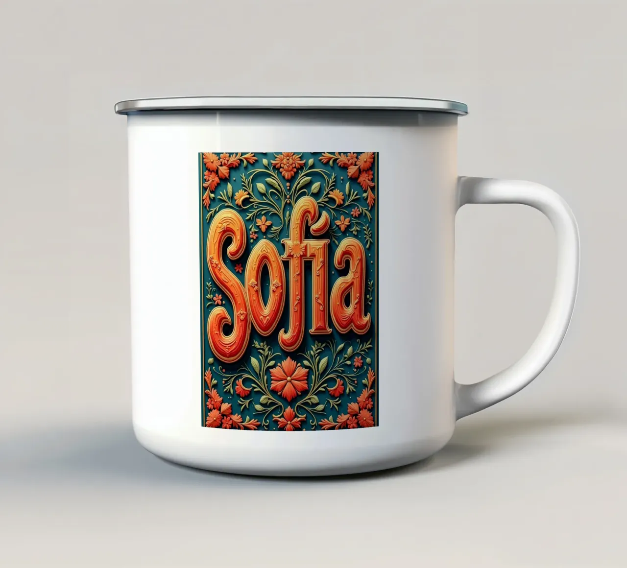 Sofia enamel mug by CASTILO Namengalerie