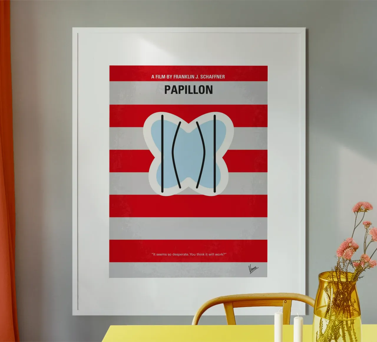 No098 My Papillon minimal movie poster poster con telaio in legno da Chungkong