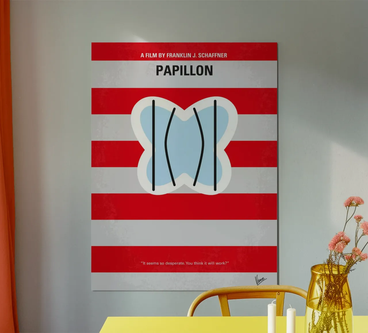No098 My Papillon minimal movie poster poster con telaio in legno da Chungkong