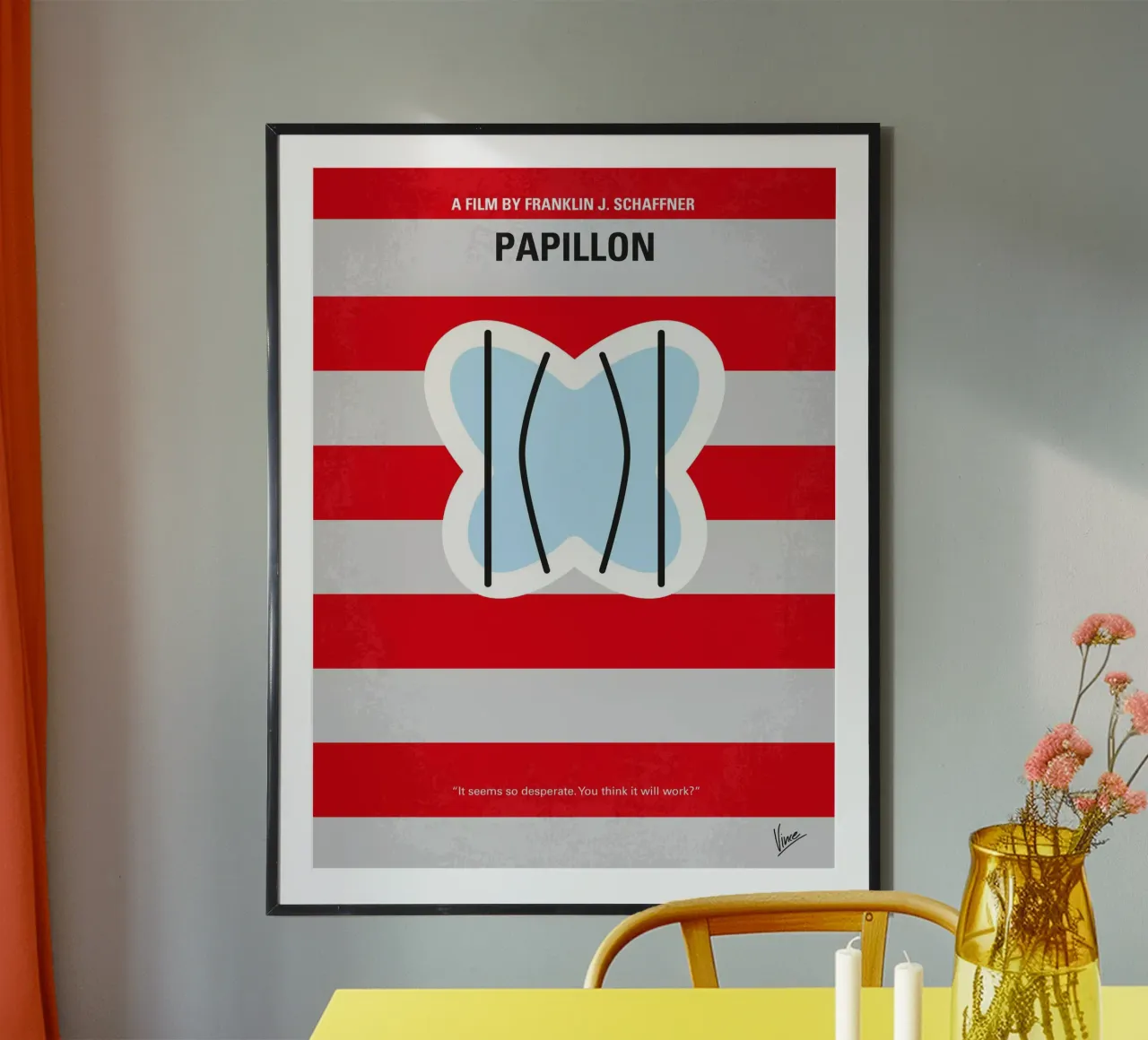 No098 My Papillon minimal movie poster poster con telaio in legno da Chungkong