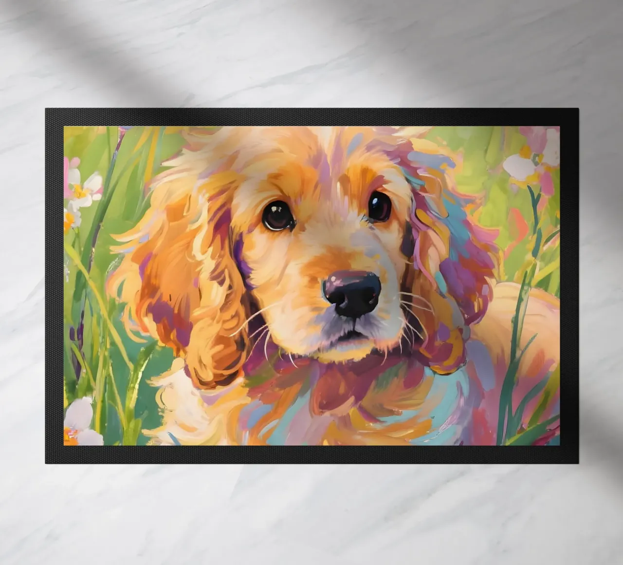 🐾 Cocker Spaniel (biondo)🌷Springtime Snouts zerbino da Trinkets pAIntings