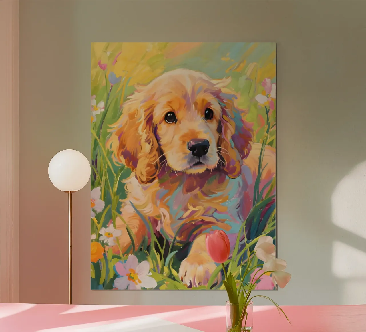 🐾 Cocker Spaniel (biondo)🌷Springtime Snouts poster da Trinkets pAIntings