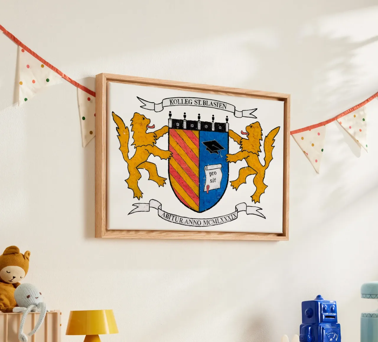 Abilogo 1989 (Original Mauerstruktur) canvas met Baklijst van Kolleg St. Blasien