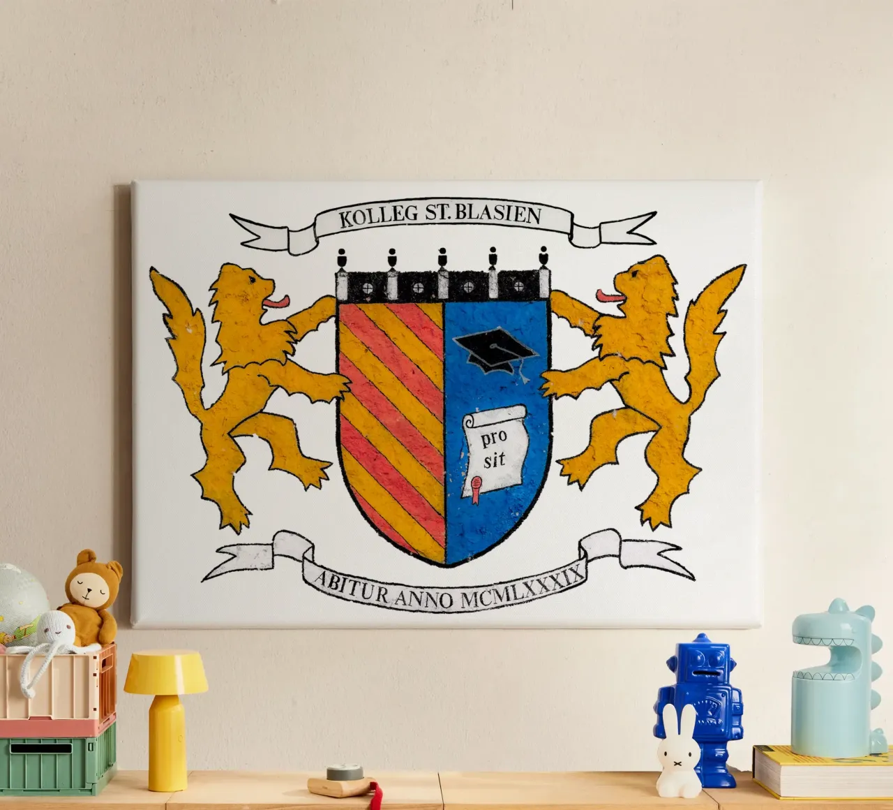 Abilogo 1989 (Original Mauerstruktur) canvas met Baklijst van Kolleg St. Blasien