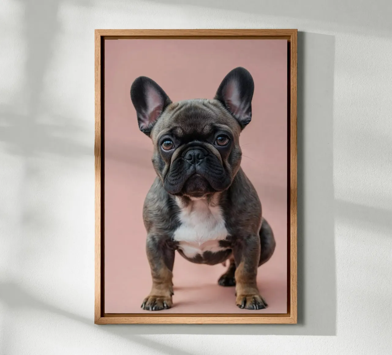 Cucciolo di bulldog francese su pesca | Impianto 10 | Limitato tela con Cornice a cassetta da Paws & Portraits