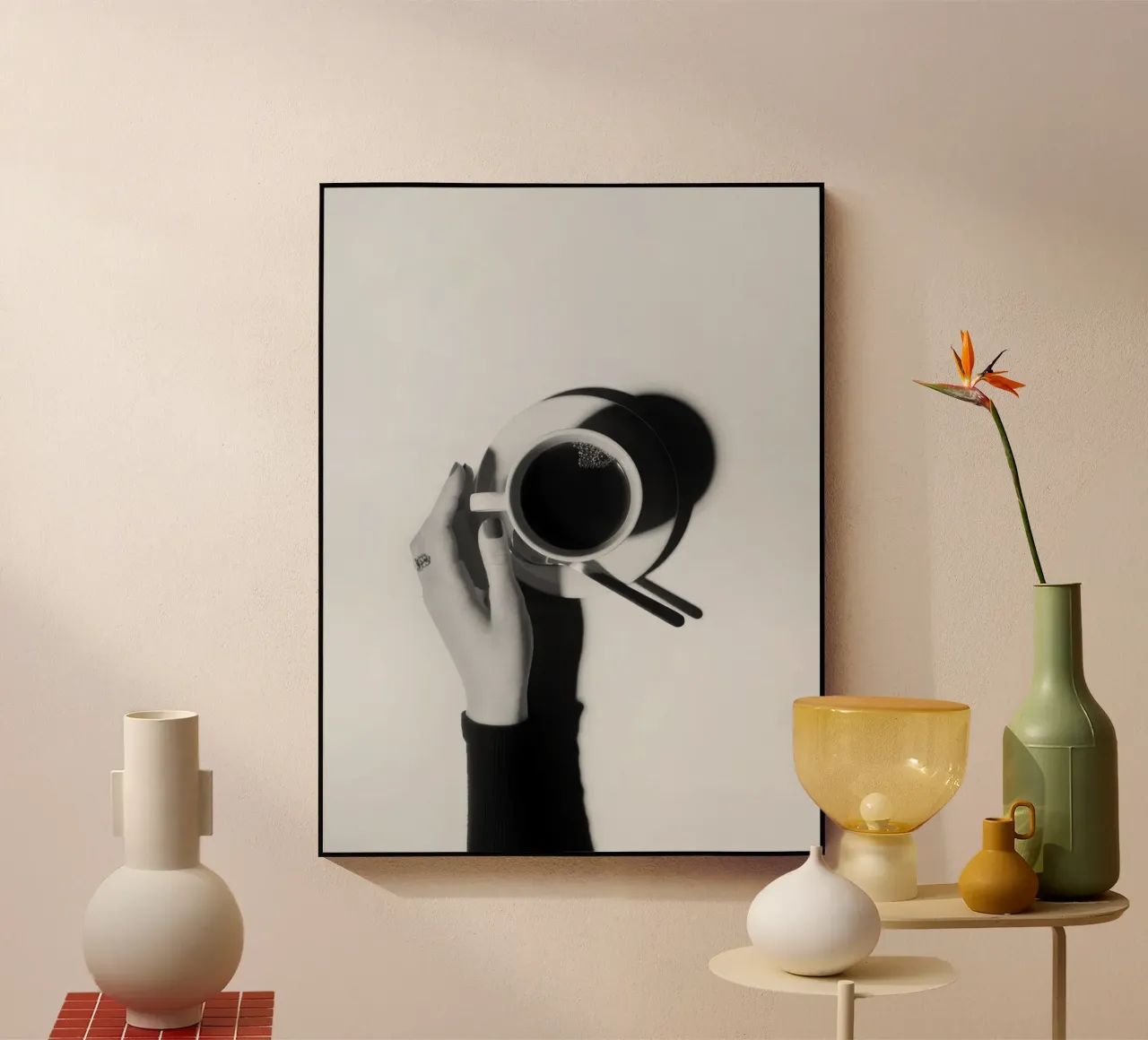 Caffè bianco e nero plexiglass da memory in photograph