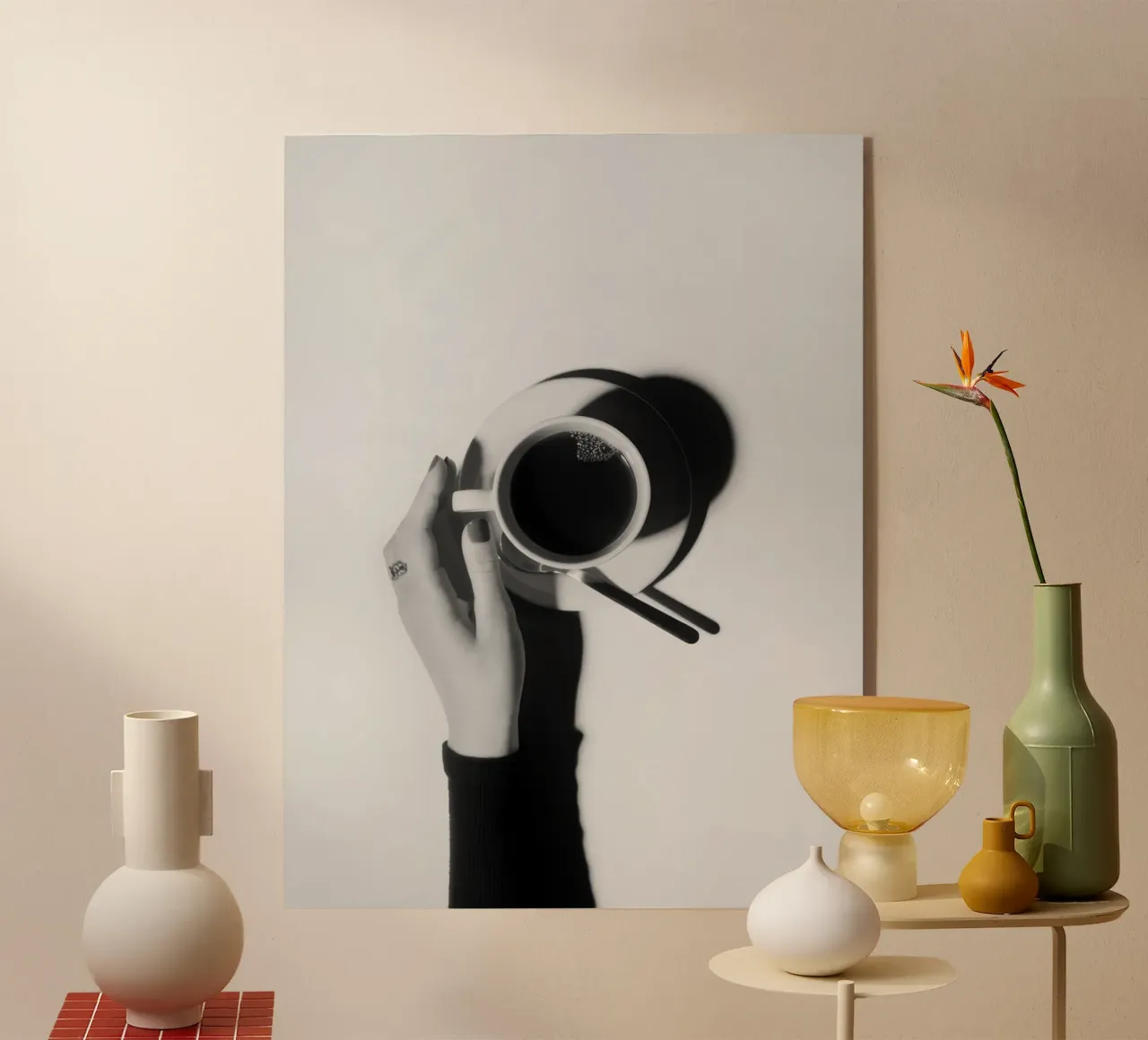 Caffè bianco e nero plexiglass da memory in photograph