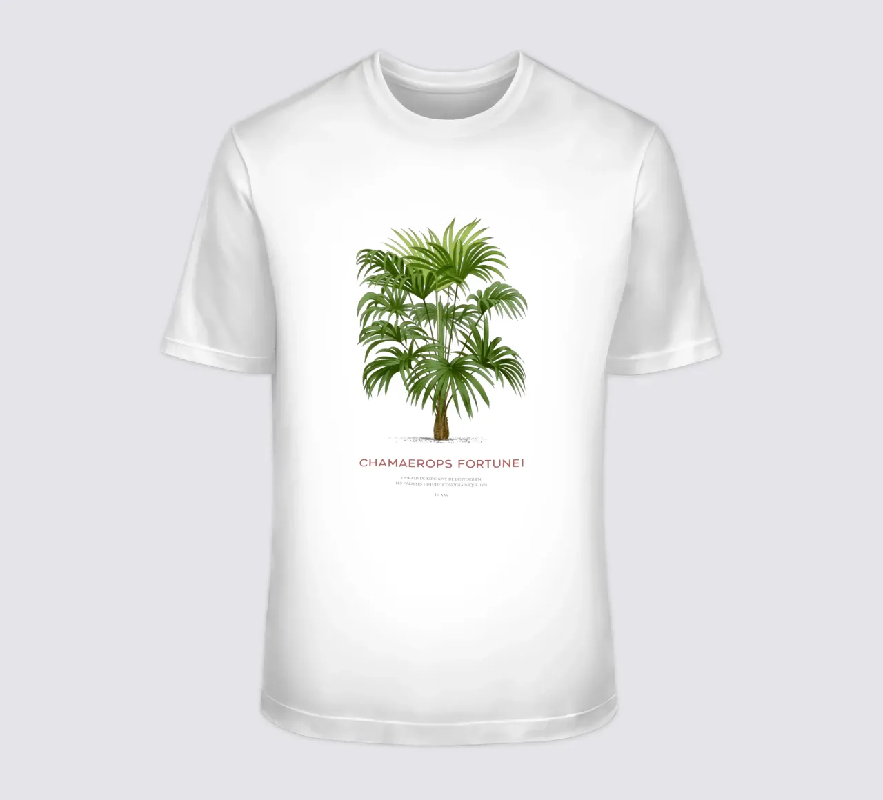 Palma dei mulini a vento cinese o Chamaerops Fortunei t-shirt da Vintagrafica