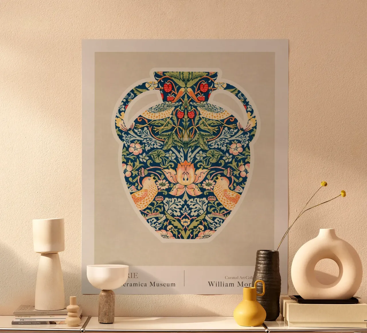 Vaso greco William Morris Vaso Serie VI poster con telaio in legno da Emel Tunaboylu