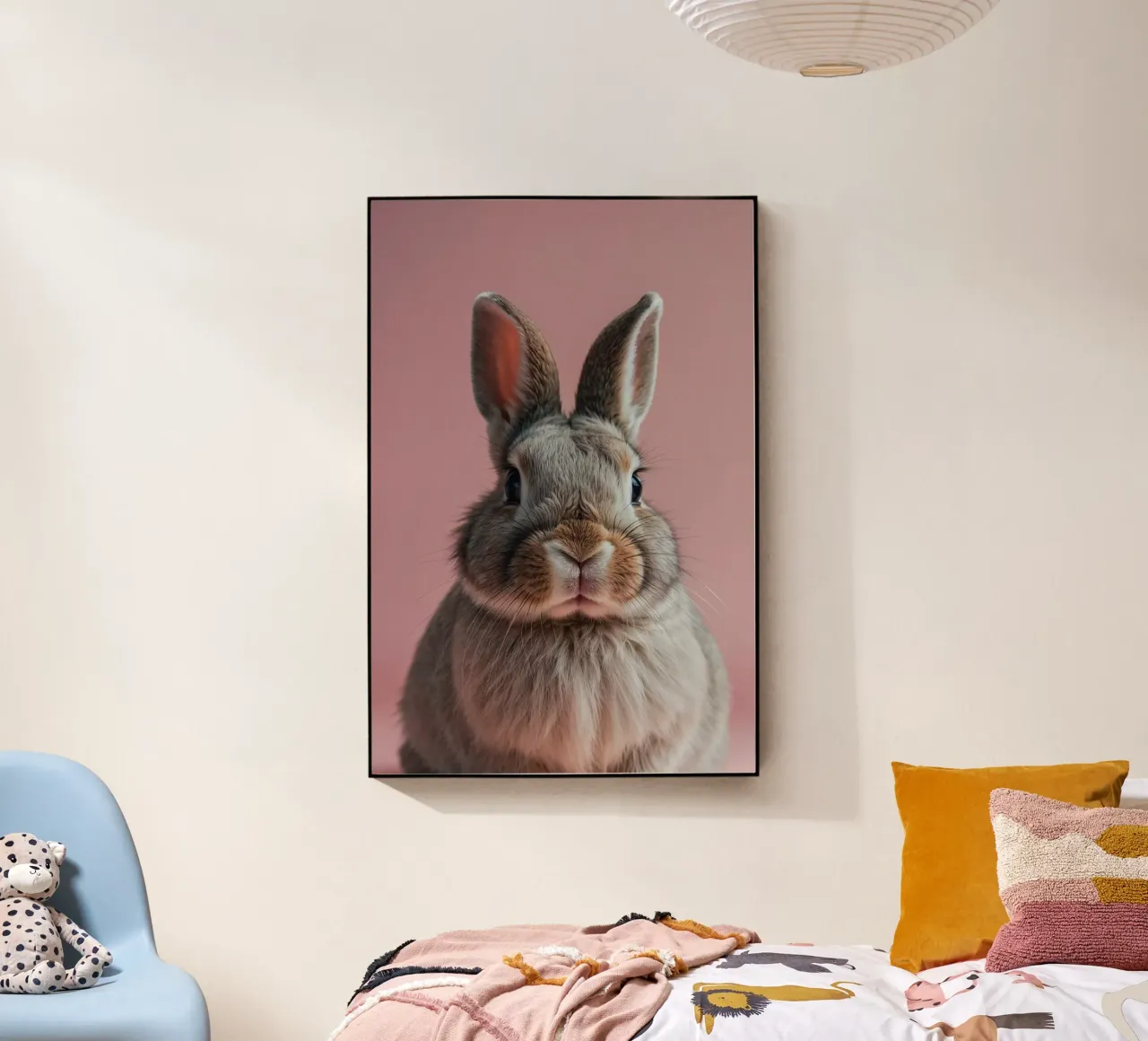 Lindo conejo con fondo rosa | Work 26 metacrilato de Paws & Portraits